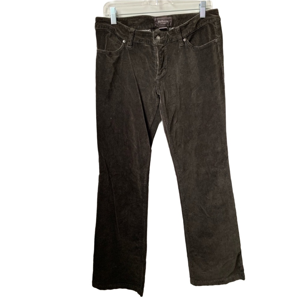MCKENNA Women’s Dark Brown Velour Boot Cut Low Rise Jeans